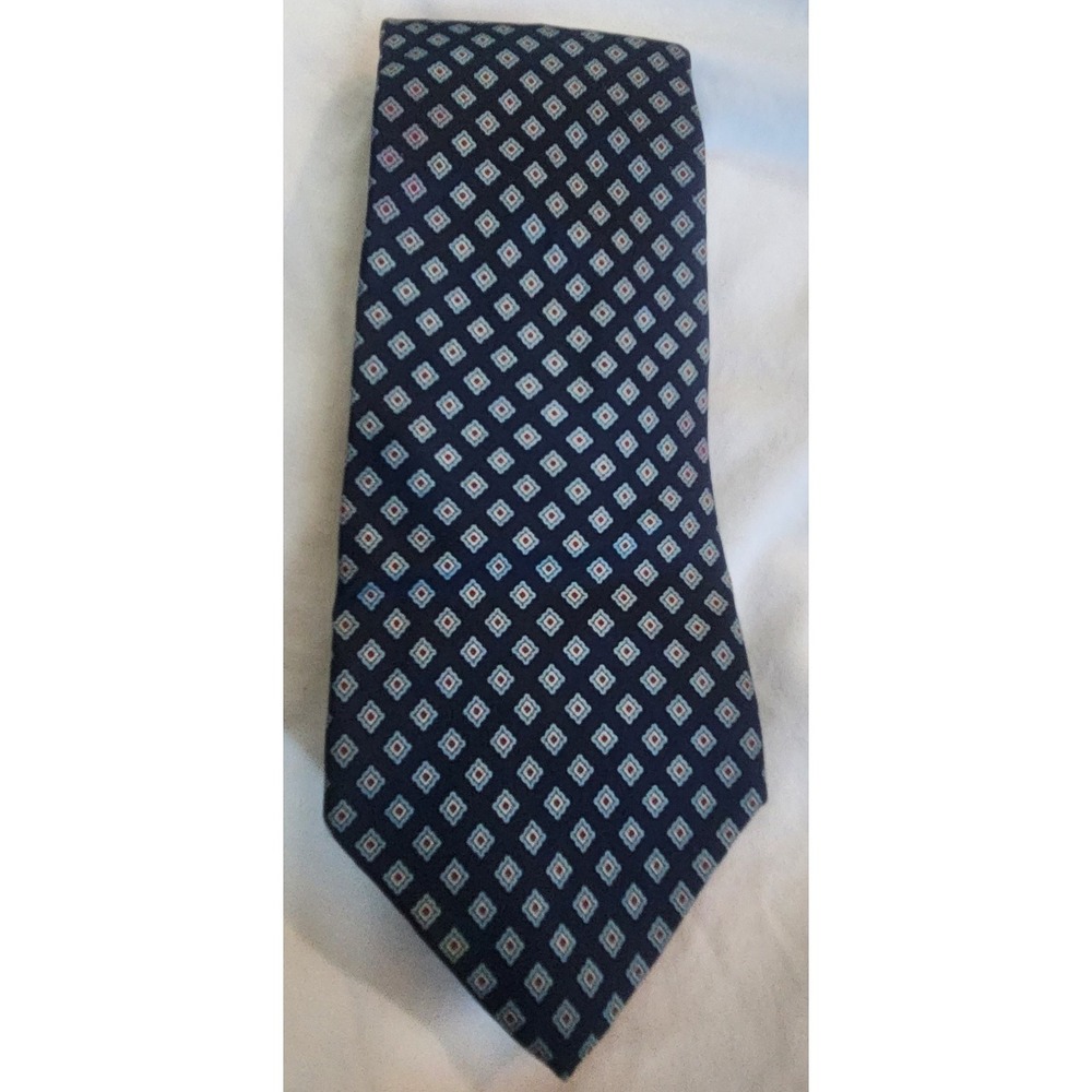 Egon Von Furstenberg Vintage 100% Silk Tie - Geometric Blue Medallion Print